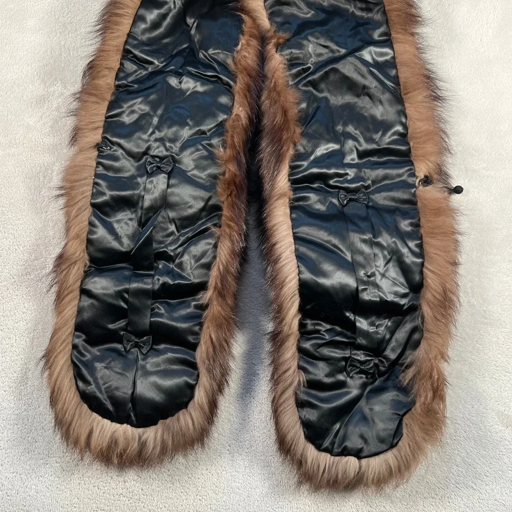 Au Renard Argente Vintage Brown Fox Fur Stole Wrap Scarf Luxury Formal 50s 60s